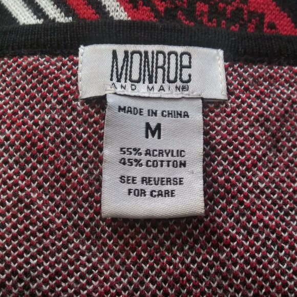Monroe and Main Black Red White Geometric Print Knit Dress Size Medium - Picture 3 of 8